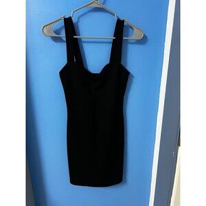 ZARA Black Sleeveless Bodycon Mini Dress With Square Neckline & Wide Straps, SM